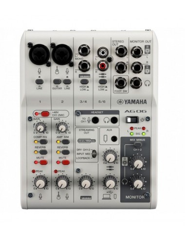 Yamaha AG06 Mk2 6-channel Mixer and USB Audio Interface - White